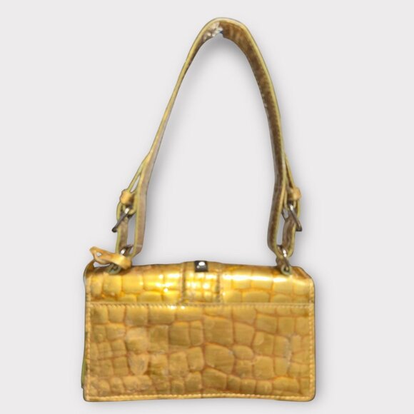 Cynthia Rowley Purse Gold Metallic Croc Embossed Leather Cocco Bello Mini Bag - Picture 4 of 11